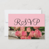 UAWG Wedding Pink Rose Bouquet Silver RSVP Karte (Vorderseite)