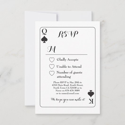 UAWG Wedding Playing Card K Q Ace Spades lädt ein Einladung (Vorderseite)