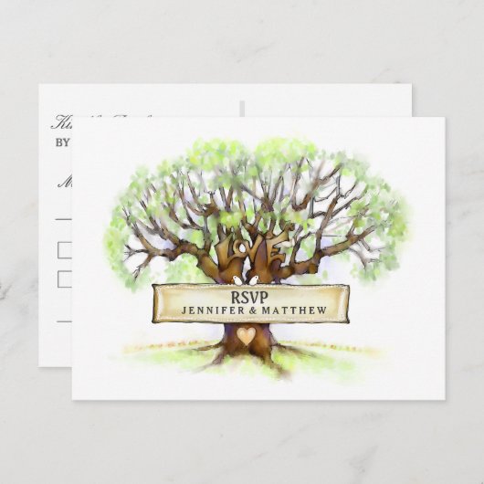 UAWG Wedding Postcard - Die Liebe Tree Einladungspostkarte (Vorne/Hinten)