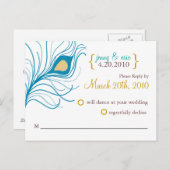 UAWG Wedding Postcard Peacock Feather Einladungspostkarte (Vorne/Hinten)