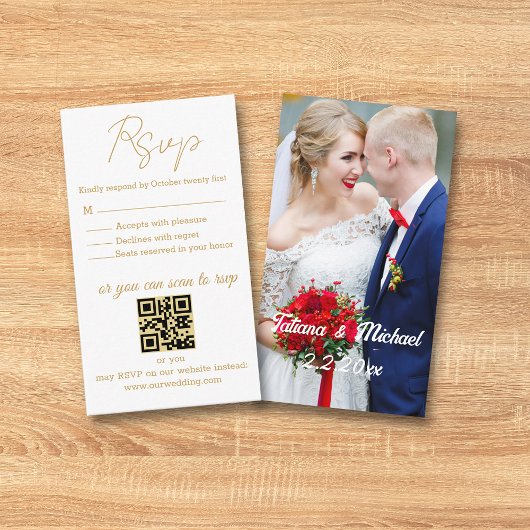 uAwg wedding qr mit elegantem goldfarbenem Foto Begleitkarte