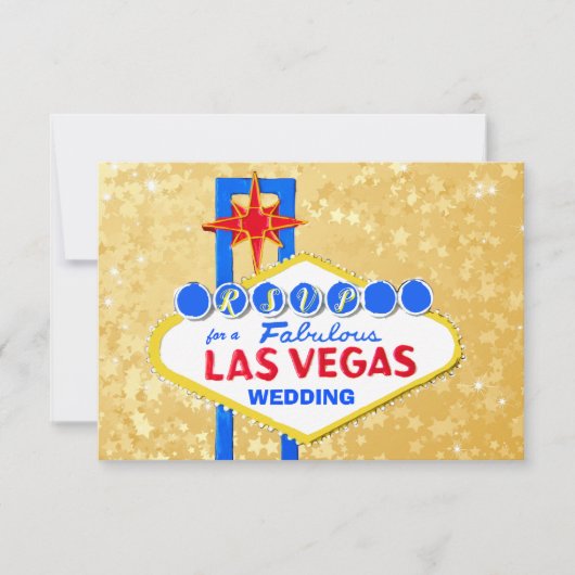 UAWG Wedding Reception Las Vegas Golden RSVP Karte (Vorderseite)