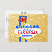 UAWG Wedding Reception Las Vegas Golden RSVP Karte (Vorne/Hinten)