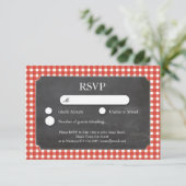 UAWG Wedding Red Karo Chalkboard Cards Einladung (Stehend Vorderseite)