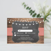 UAWG Wedding Red Karo Wood Light Cards Einladungen (Stehend Vorderseite)