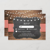 UAWG Wedding Red Karo Wood Light Cards Einladungen (Vorne/Hinten)