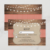UAWG Wedding Red Karo Wood Light Cards Einladungen (Vorne/Hinten)