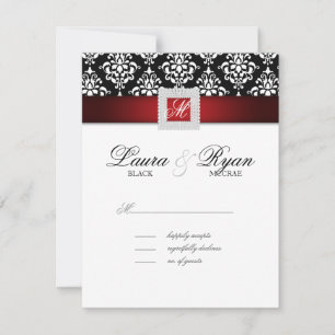 UAWG Wedding Repcard Jewel Black Red White RSVP Karte