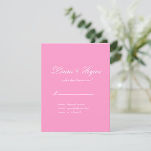 UAWG Wedding Reply Card Paris Frankreich Rosa Rose RSVP Karte (Stehend Vorderseite)
