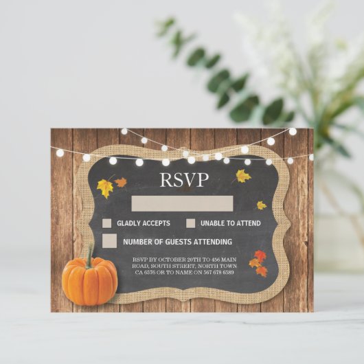UAWG Wedding Rustic Chalk Pumpkin Respond Cards RSVP Karte (Stehend Vorderseite)