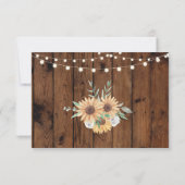 UAWG Wedding Rustic Lights Sunflower Respektkarten Einladung (Rückseite)