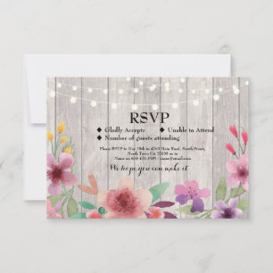 UAWG Wedding Rustic Wood Floral Cards lädt ein RSVP Karte