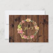 UAWG Wedding Rustic Wood Floral Tiki Cards Einladu RSVP Karte (Rückseite)