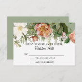 UAWG Wedding Sage Blush Ivory Rose Peony Ferns Einladung (Vorne/Hinten)