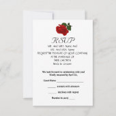 UAWG Wedding Schwarz-weiß Silver Deep Rote Rose RSVP Karte (Rückseite)