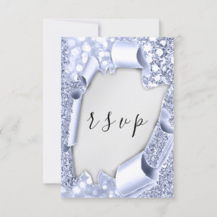 UAWG Wedding Silver Gray Paper 3D Blau RSVP Karte