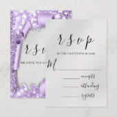 UAWG Wedding Silver Gray Paper Lila Violet Glam RSVP Karte (Vorne/Hinten)