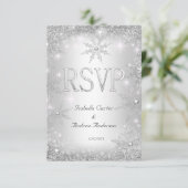 UAWG Wedding Silver Winter Wonderland Schneeflocke RSVP Karte (Stehend Vorderseite)