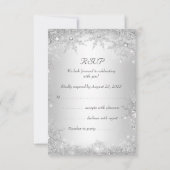 UAWG Wedding Silver Winter Wonderland Schneeflocke RSVP Karte (Rückseite)