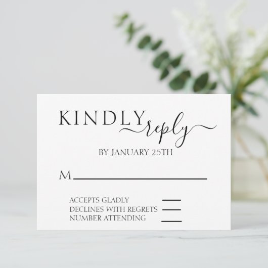 UAWG Wedding Simple Minimalistic RSVP Karte (Stehend Vorderseite)
