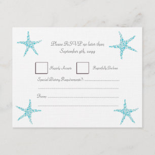 UAWG Wedding Türkis Aqua Starfish Beach RSVP Karte