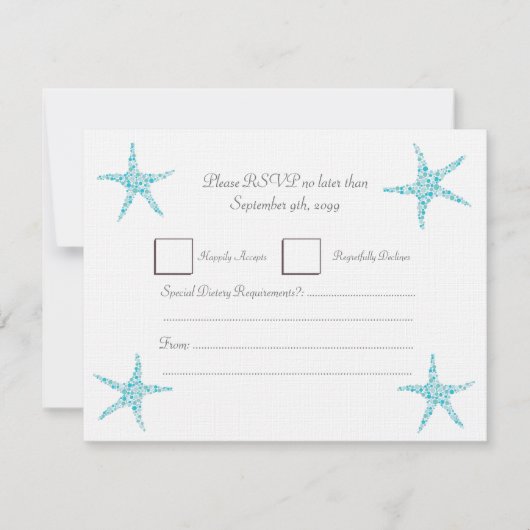 UAWG Wedding Türkis Aqua Starfish Beach RSVP Karte (Vorderseite)
