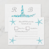 UAWG Wedding Türkis Aqua Starfish Beach RSVP Karte (Vorne/Hinten)