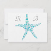 UAWG Wedding Türkis Aqua Starfish Beach RSVP Karte (Rückseite)