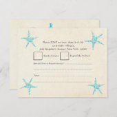 UAWG Wedding Turquoise Aqua Starfish RSVP Karte (Vorne/Hinten)
