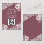 UAwg Wedding Website von Pink Floral Lace QR Code Begleitkarte (Vorne/Hinten)