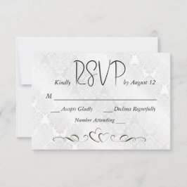 UAWG Wedding White Satin Damask RSVP Karte