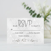 UAWG Wedding White Satin Damask RSVP Karte (Stehend Vorderseite)