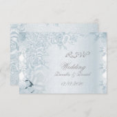 UAWG Wedding White Silver Blue Rose Schneeflocken Einladung (Vorne/Hinten)
