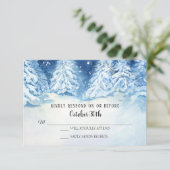 UAWG Wedding Winter Navy Snowy Trees Wasserfarbe Einladung (Stehend Vorderseite)