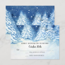 UAWG Wedding Winter Navy Snowy Trees Wasserfarbe Einladung