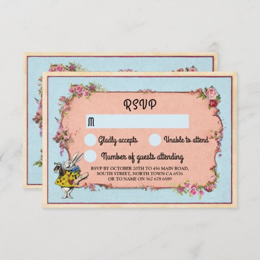 UAWG Wedding Wonderland Rabbit Blume laden ein Einladung (Vorne/Hinten)