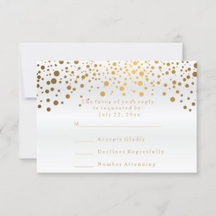 UAWG weiße Satin-u. Confetti-Goldpunkt-Hochzeit RSVP Karte