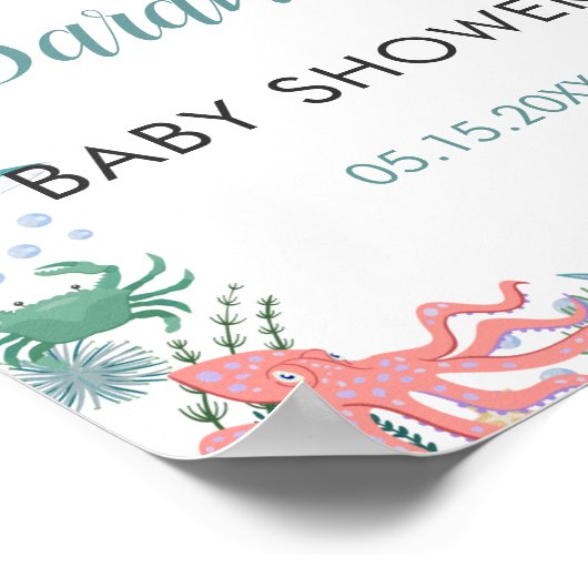 UAwg Welcome Under Sea Niedlich Ocean Baby Dusche Poster (Ecke)