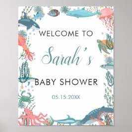 UAwg Welcome Under Sea Niedlich Ocean Baby Dusche Poster