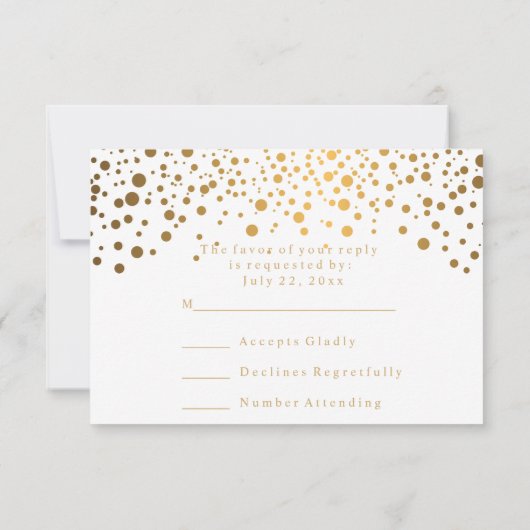 UAWG White & Confetti Gold Dot Wedding Einladung (Rückseite)