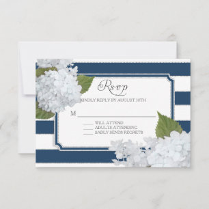 UAWG White Hydrangea Elegant Wide Strip RSVP Karte