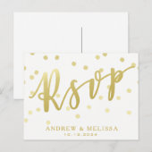 UAWG | White & Imitats Gold Script Postcard Einladungspostkarte (Vorne/Hinten)