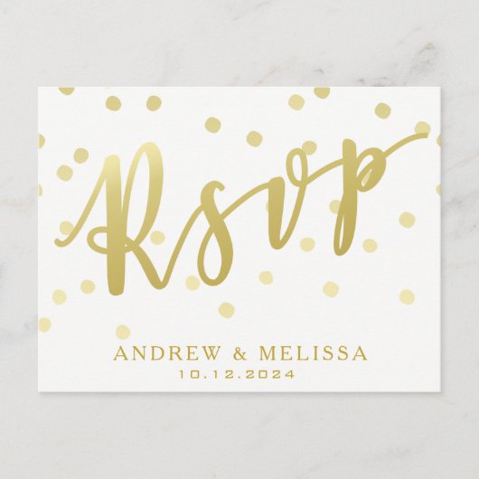 UAWG | White & Imitats Gold Script Postcard Einladungspostkarte (Vorderseite)