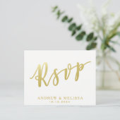UAWG | White & Imitats Gold Script Postcard Einladungspostkarte (Stehend Vorderseite)