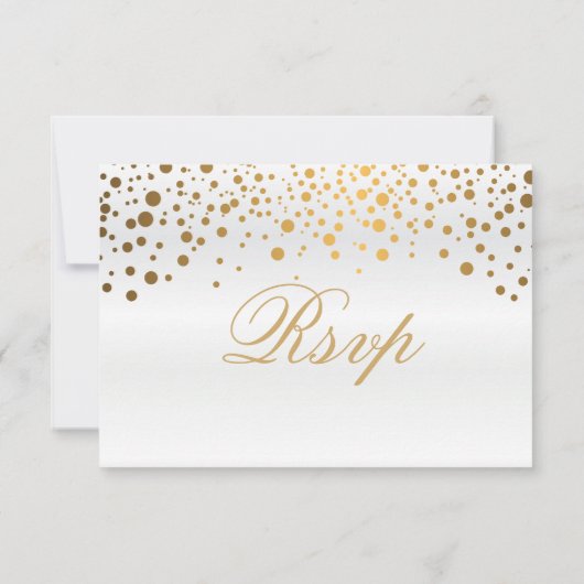 UAWG White Satin & Confetti Gold Dot Wedding RSVP Karte (Rückseite)