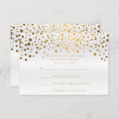 UAWG White Satin & Confetti Gold Dot Wedding RSVP Karte (Vorne/Hinten)
