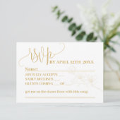 UAWG with Whimsy: Gold Blume & Script Repcard RSVP Karte (Stehend Vorderseite)