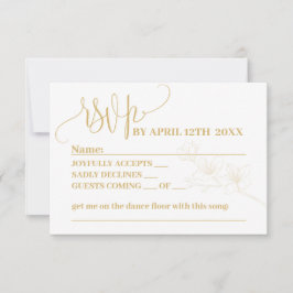 UAWG with Whimsy: Gold Blume & Script Repcard RSVP Karte