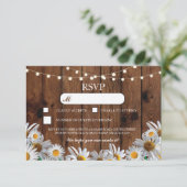 UAWG Wood Wedding Rustic Daisy Floral Cards Einladung (Stehend Vorderseite)