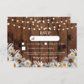 UAWG Wood Wedding Rustic Daisy Floral Cards Einladung (Vorne/Hinten)